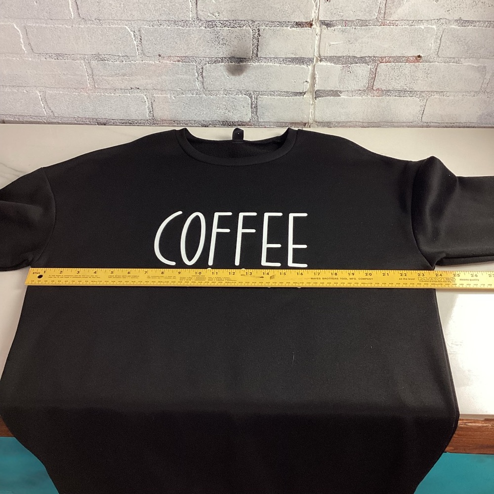 SHEIN Curve Oversized Coffee Is My Love Language Black Sweatshirt Dress 1XL - Picture 8 of 11